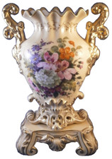 Antique 19thC Vieux Paris Porcelain Floral Beige Ground Vase Porzellan French #2