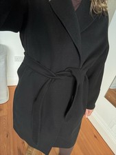 Max Mara Arona S 100% Wool Double FacedWrap Coat Black RRP£825