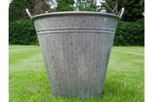 Large round metal bucket - round,