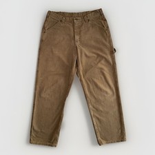 VTG 90s Lee Dungarees Carpenter Jeans Mens W34 L30 Brown Straight Fit Workwear