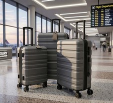 3 pcs Grey expandable Suitcase