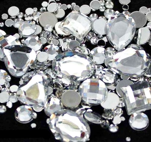 Clear mix flat back - clear, faceted