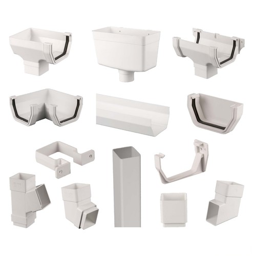 White square plastic gutter - square,