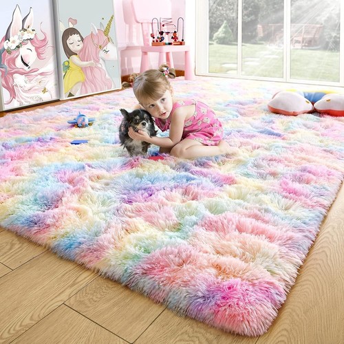 Rainbow fluffy shaggy rugs - fluffy,