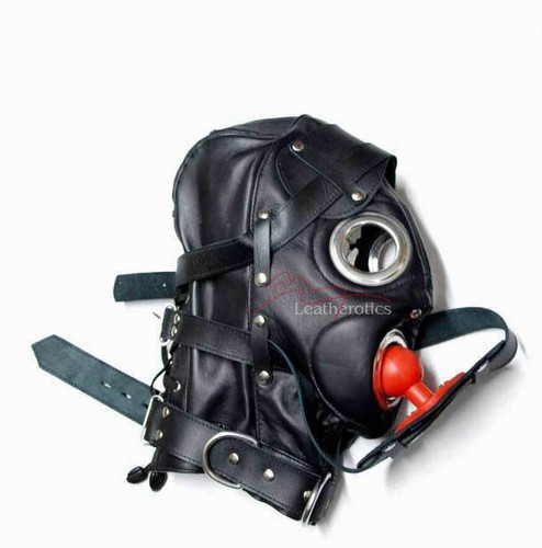 Hood goat leather mask - goat,