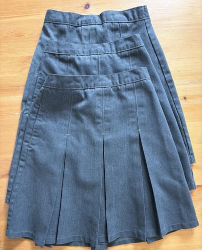 Grey pleated school skirt - school,