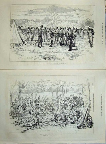 Original old antique print war - old,
