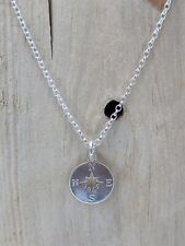 925 Sterling Silver necklace with compass circle pendant BOXED