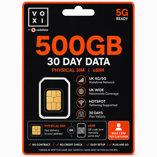 Voxi 500gb data sim days - 30,