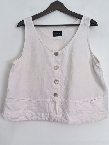 Oska ivory linen sleeveless - ivory,