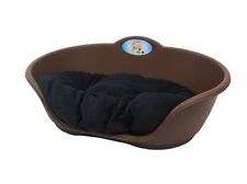 Extra Large Plastic BROWN Dog Pet Bed With BLACK CUSHION Dog Cat Basket