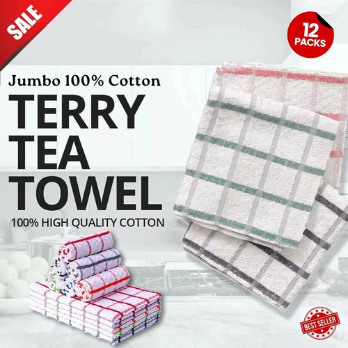 Pack jumbo terry tea towels - 12,