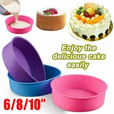 6/8/10 inch Silicone Round Cake Pan Tins Non-stick Baking Mould Bakeware Tray 