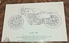 AJS 7R Boy Racer 11.75 x 8.25" line drawing print with specifications Britannia 