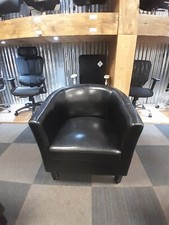 Black Leatherette Tub Chair