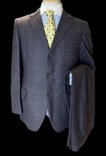 Vintage Men’s Scottish Worsted Tweed Suit 40R / W32R Blue/Grey Overcheck