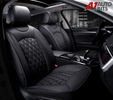 All Black Quilted Diamond PU Leather Front Seat Covers For Renault Clio Captur
