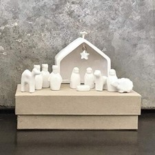 East of India Small White Porcelain Nativity Set Christmas Gift Boxed
