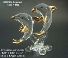 Beautiful Glass JUMPING DOLPHINS Ornament Handmade Animal Gold & Clear Figurine