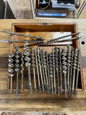 Vintage Russell Jennings Auger Drill Bits For Brace Hardwood&softwood W/ Box
