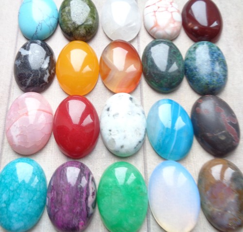 3pcs oval mixed stones 18x25mm - 3pcs,