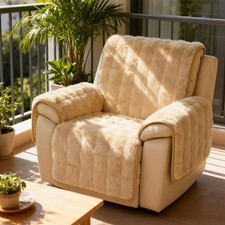 Thick Rabbit Plush Recliner Chair Cover Cozy Faux Fur Slipcover Single Sofa Seat