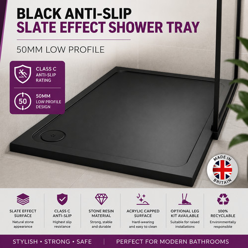 Black anti slip slate - slate, effect
