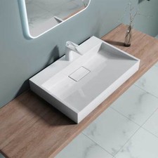Modern Bathroom Wash Basin Sink Stone Resin Countertop Wall Hung Full Size Range