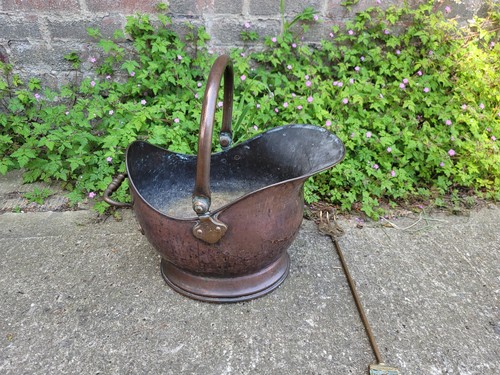 Vintage copper coal scuttle - vintage,