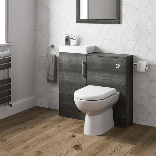 Grey wood toilet vanity - &,