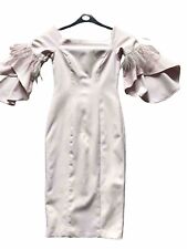 Coast Pencil Dress Pink Feather 3/4 Flare Sleeve Slight Stretch lined 6 Ex/Cond