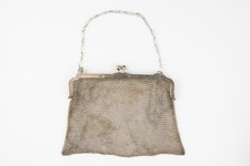 Vintage Silver Mesh Chain Mail Clutch Purse 1945