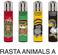 4 x Clipper Lighters RASTA