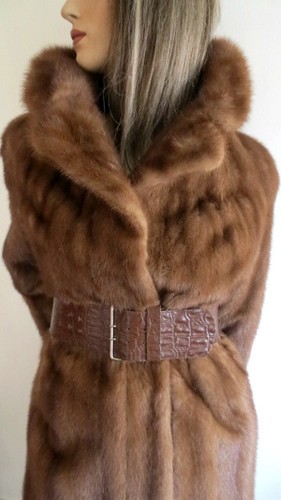Long mink fur coat mid - long,