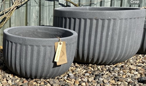Grey corrugated planter - grey,
