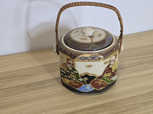 Vintage samurai lidded tobacco - vintage,
