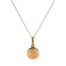 Small Round 9ct Gold St Christopher Necklace 16-22 Inches