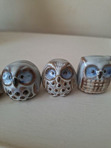 Set five pottery owls - five,