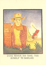 GLEN BAXTER  POSTCARD ZEKE NEVER DID TAKE TOO KINDLY CONTINENTAL SIZE VERY GOOD