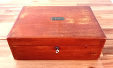 Lovely Antique Vintage Oak 2 Tier Cutlery Box with Working Key