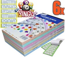 6 x Jumbo Bingo Flyers Tickets Pad Of 600 6 To View, All Colours 1-90 sheets
