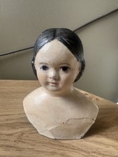 ANTIQUE! LARGER PAPER MACHE PAPIER MACHE SHOULDER PLATE HEAD DOLL