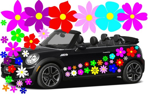 Mixed flower car decals - mixed,