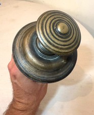HUGE antique 1700's turned solid brass industrial salvage hardware doorknob pull