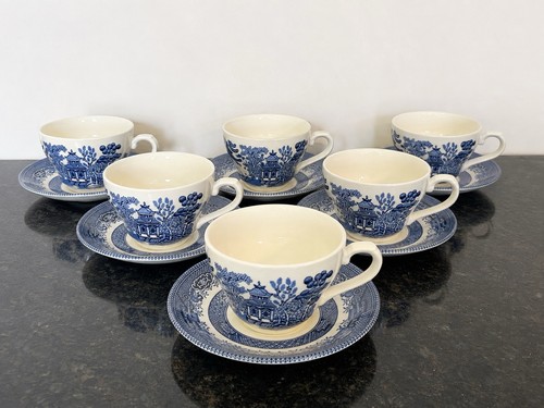 Churchill blue willow tea cups - blue,