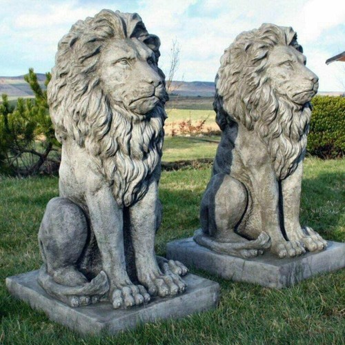 Pair large proud lions heavy - large,
