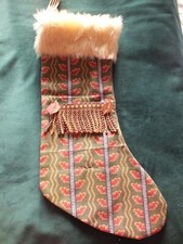 Vintage Laura Ashley Fabric - Embelished Christmas Stocking - Oak Leaves