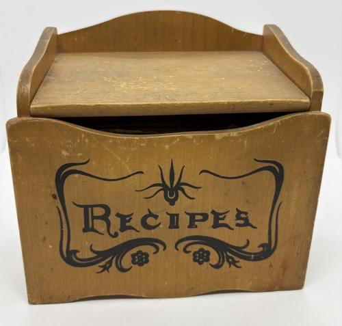 Vintage wooden recipe box with - recipe,