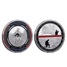 Challenge Coin Veteran Military Stand for The Flag Kneel for The Fallen Silver