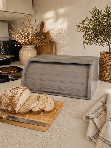 Grey wooden bread bin roll - bread,